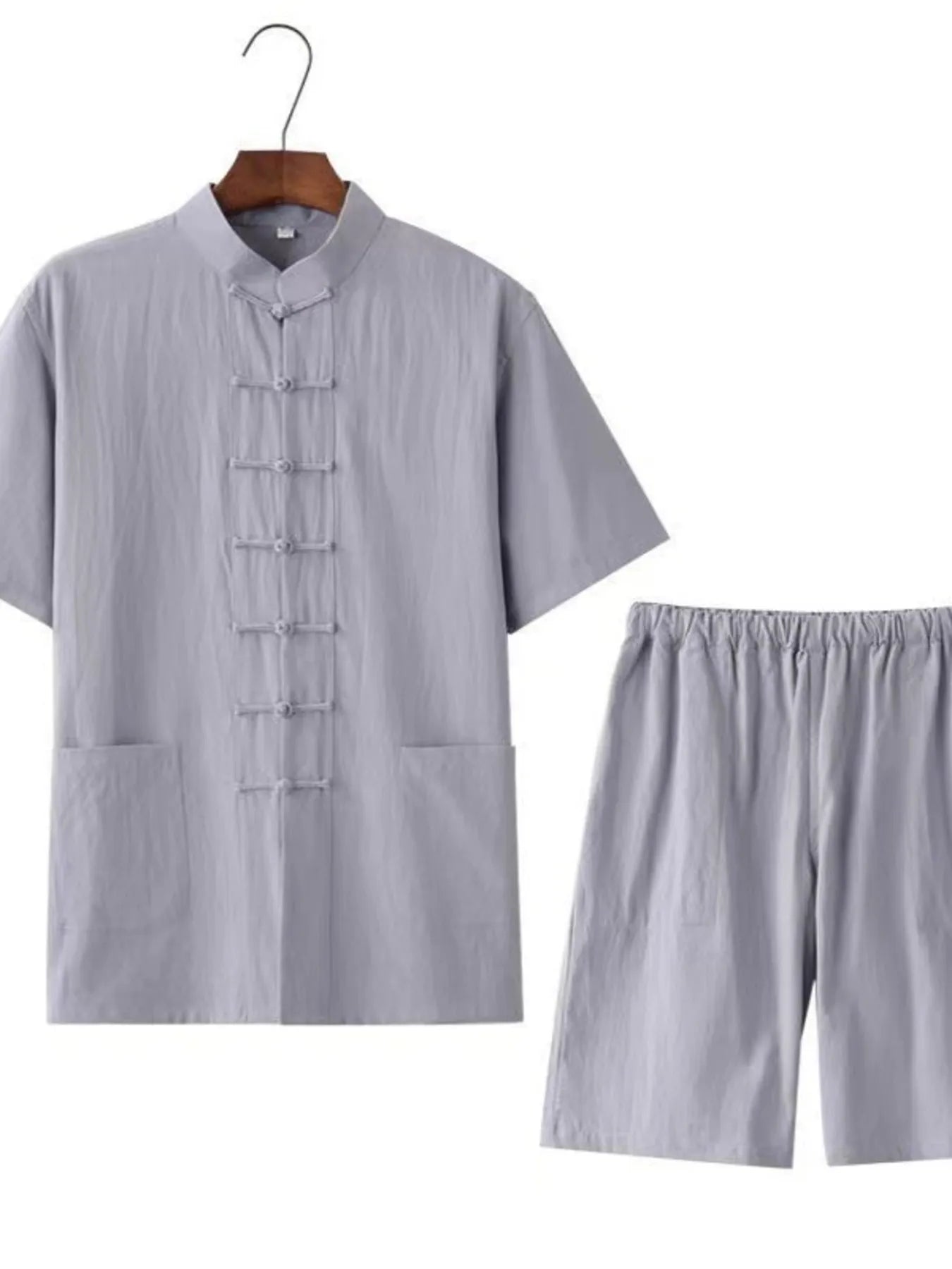 Men's Plus Size Chinese Style Top and Shorts Set - Luxé Lane