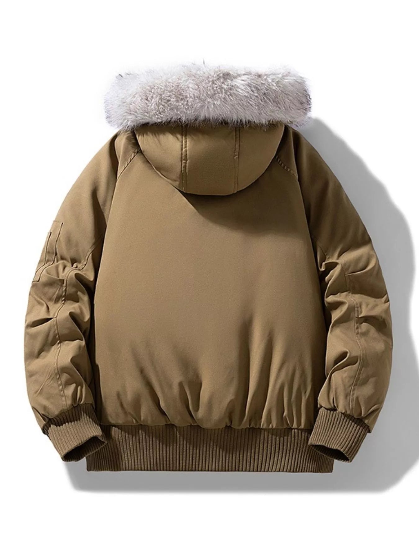 Men's Plus Size Faux Fur Hooded Padded Bomber Jacket - Luxé Lane