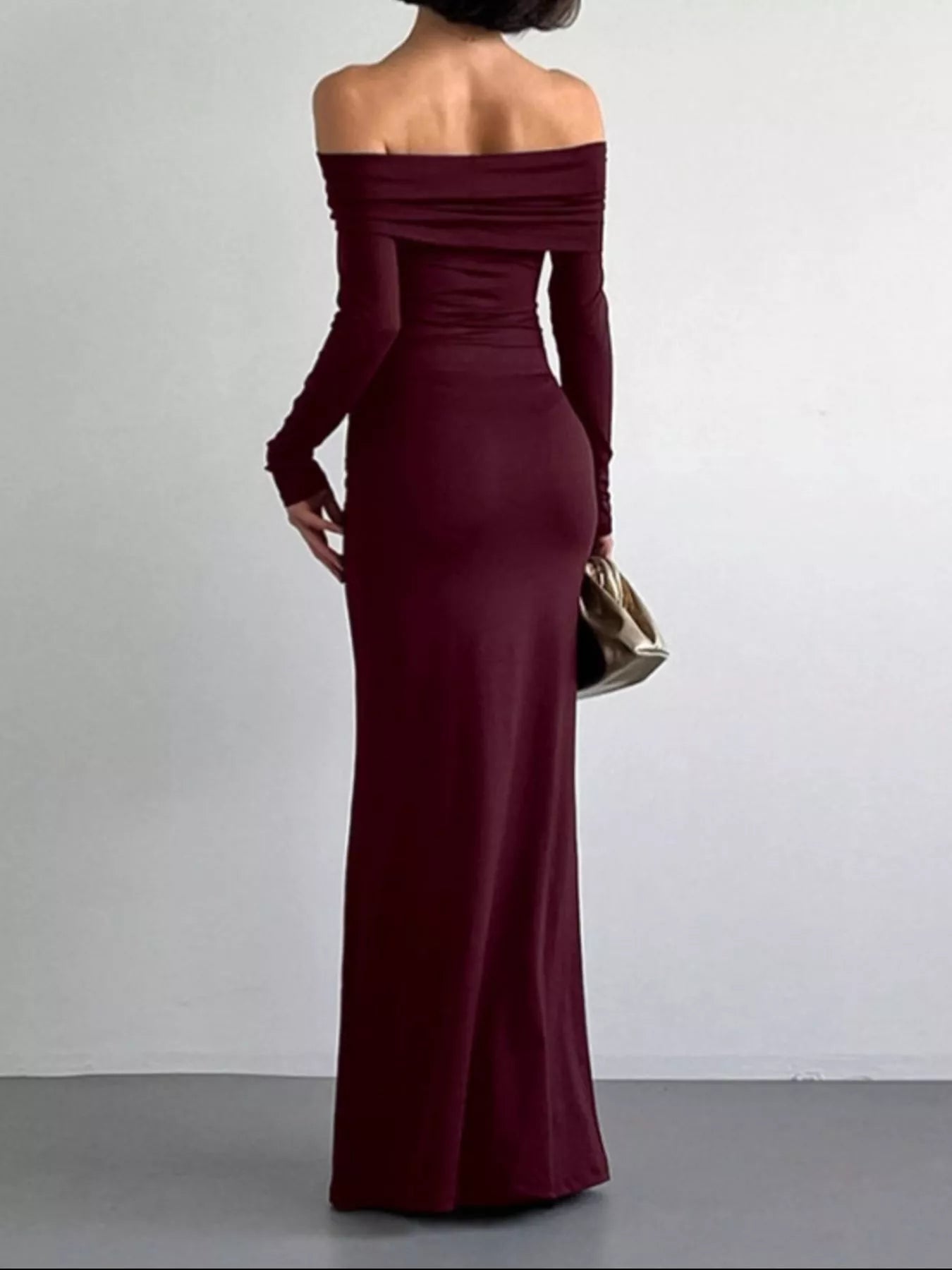 Off - Shoulder Long Sleeve Maxi Dress - Luxé Lane