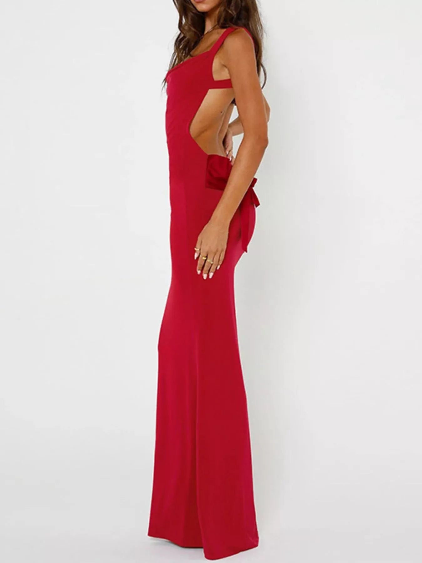 Backless Wide Strap Maxi Dress - Luxe Lane Apparel