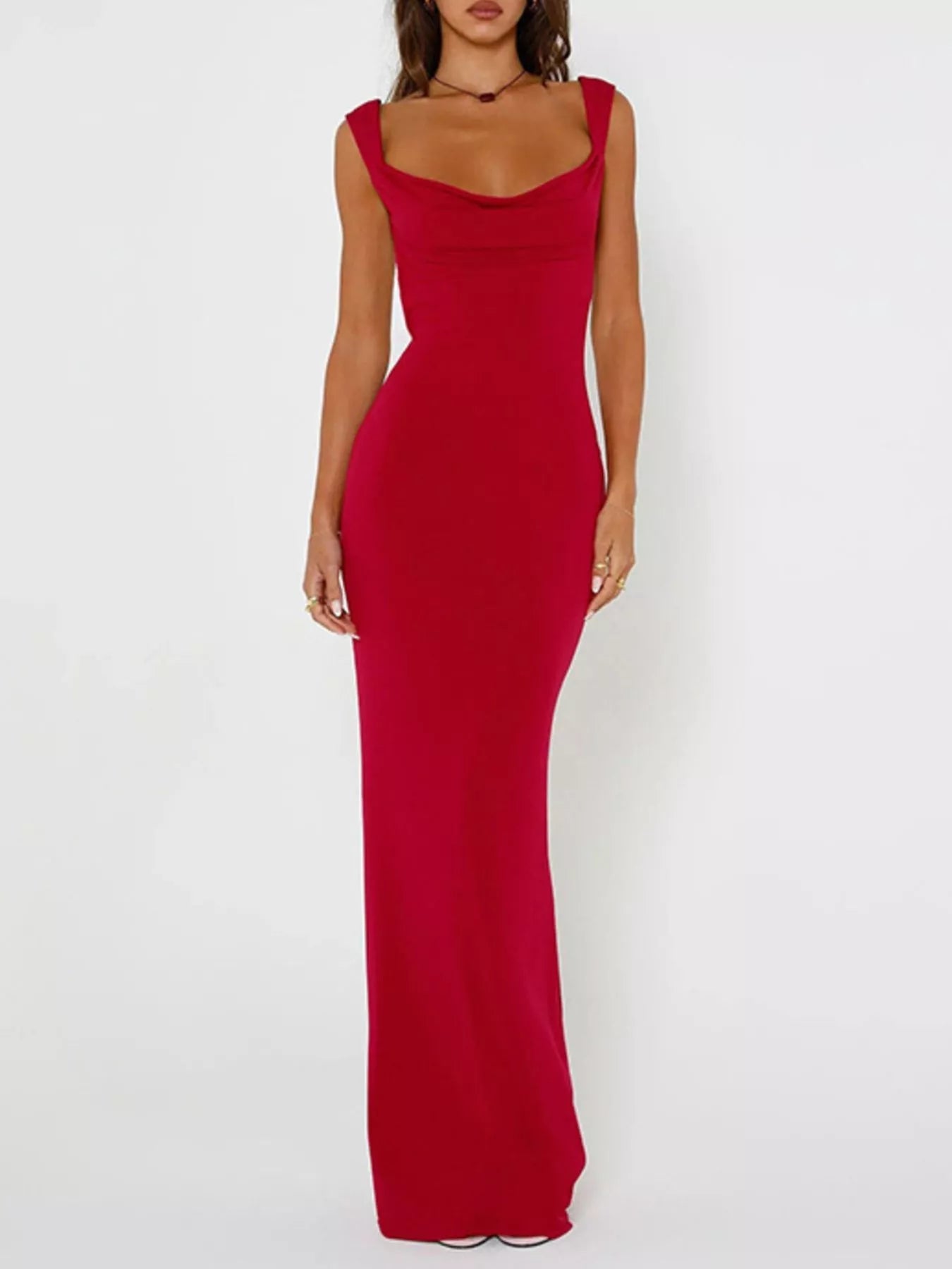 Backless Wide Strap Maxi Dress - Luxe Lane Apparel