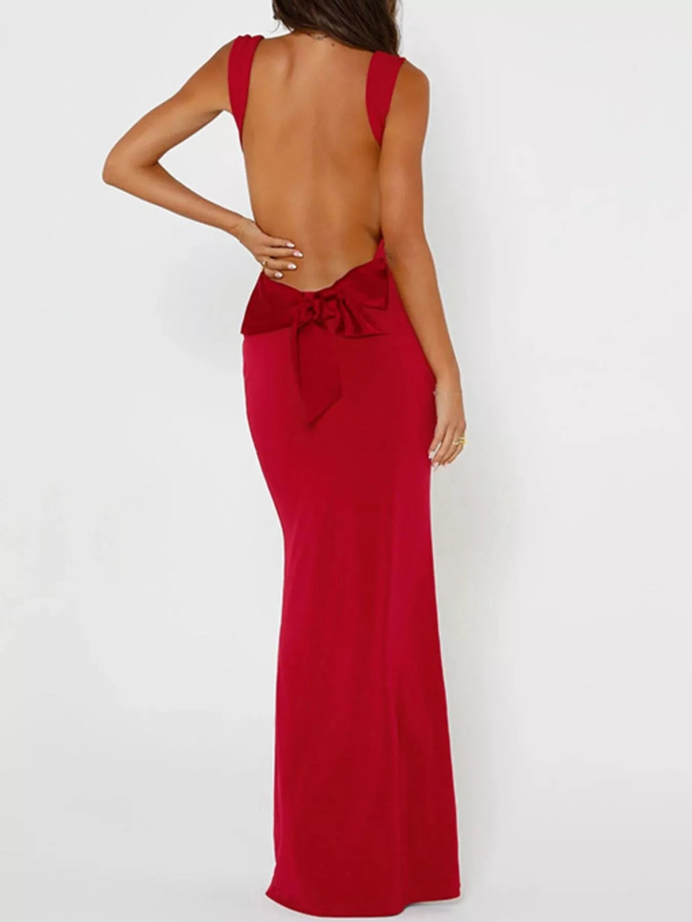 Backless Wide Strap Maxi Dress - Luxe Lane Apparel