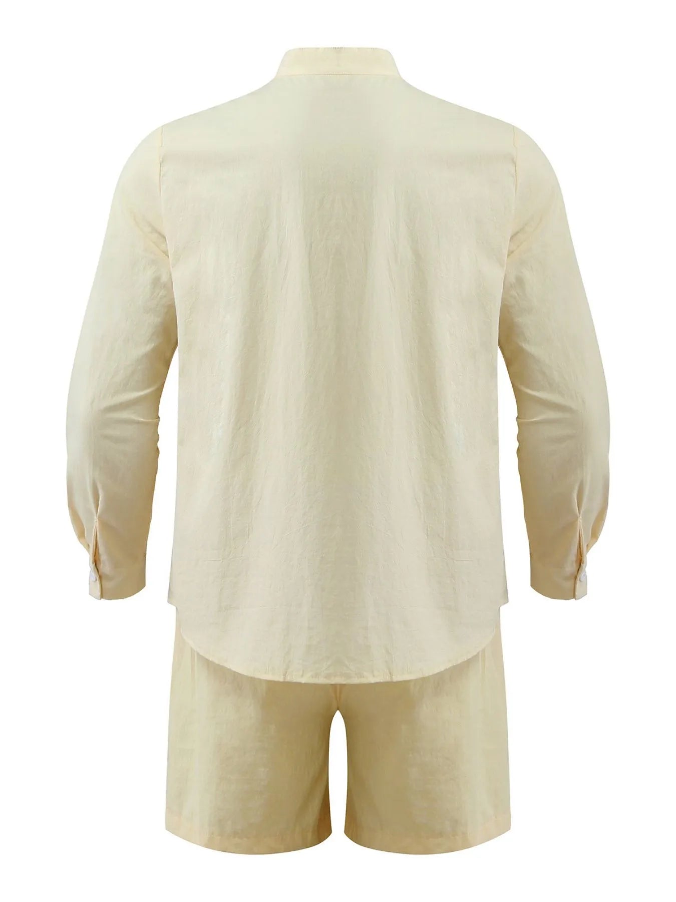 Men's Full Size Button Up Long Sleeve Shirt and Shorts Set Plus Size - Luxé Lane