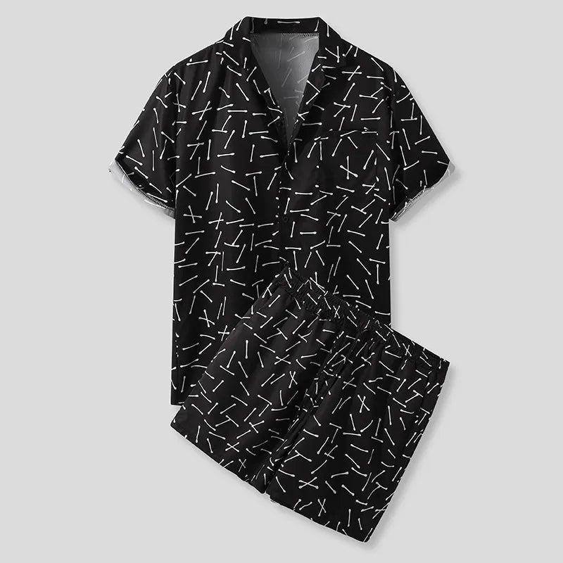Men's Full Size Button Up Shirt and Shorts Set Plus Size - Luxé Lane