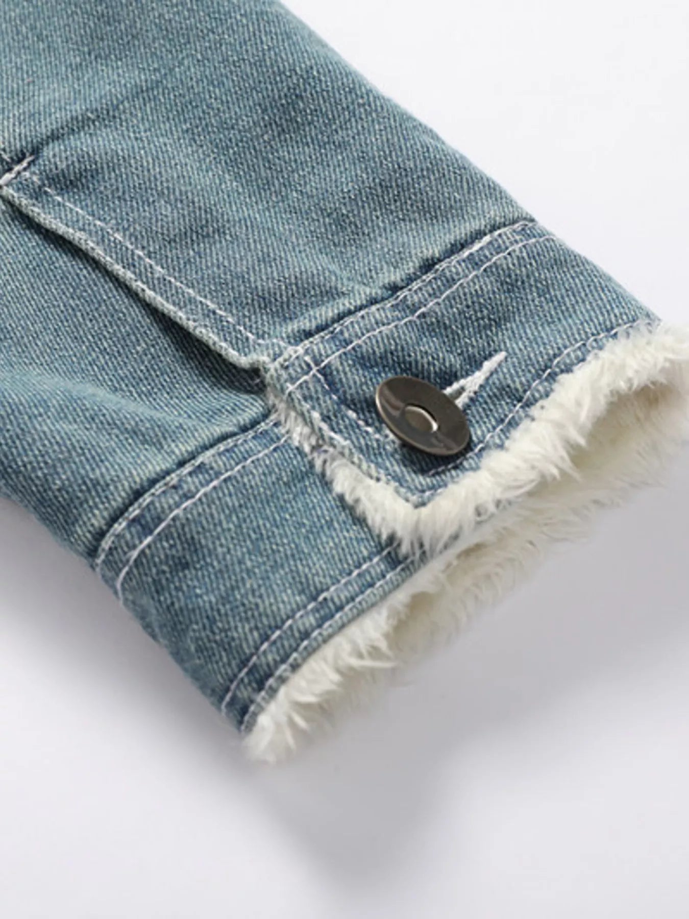 Men's Full Size Faux Fur Collar Denim Jacket Plus Size - Luxé Lane