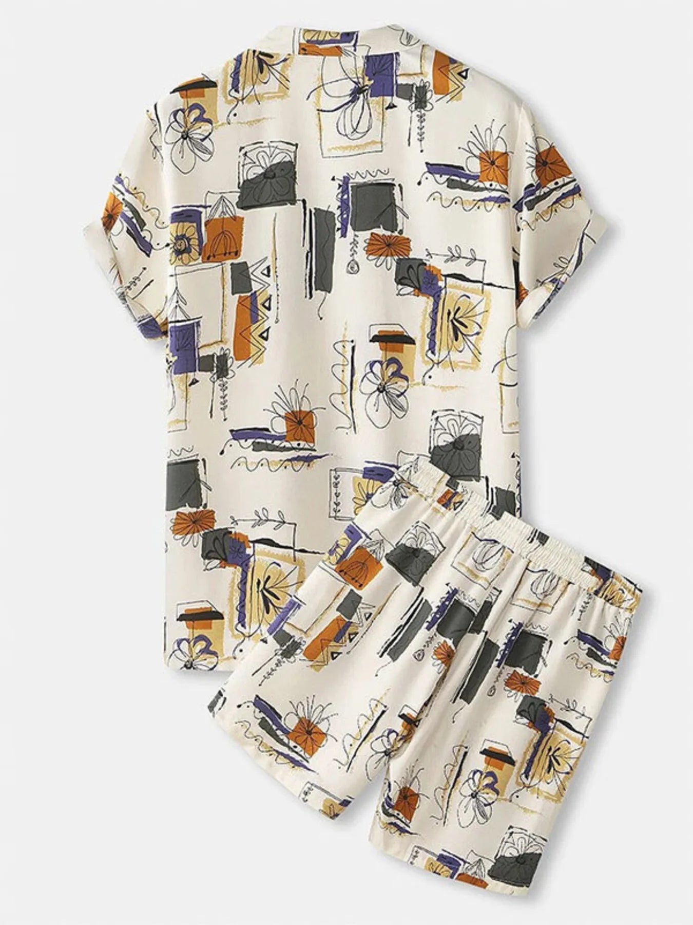 Men's Full Size Printed Button Up Shirt and Shorts Set Plus Size - Luxé Lane