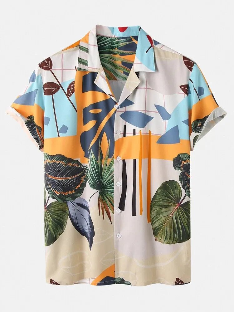 Men's Full Size Printed Short Sleeve Shirt and Shorts Set Plus Size - Luxé Lane
