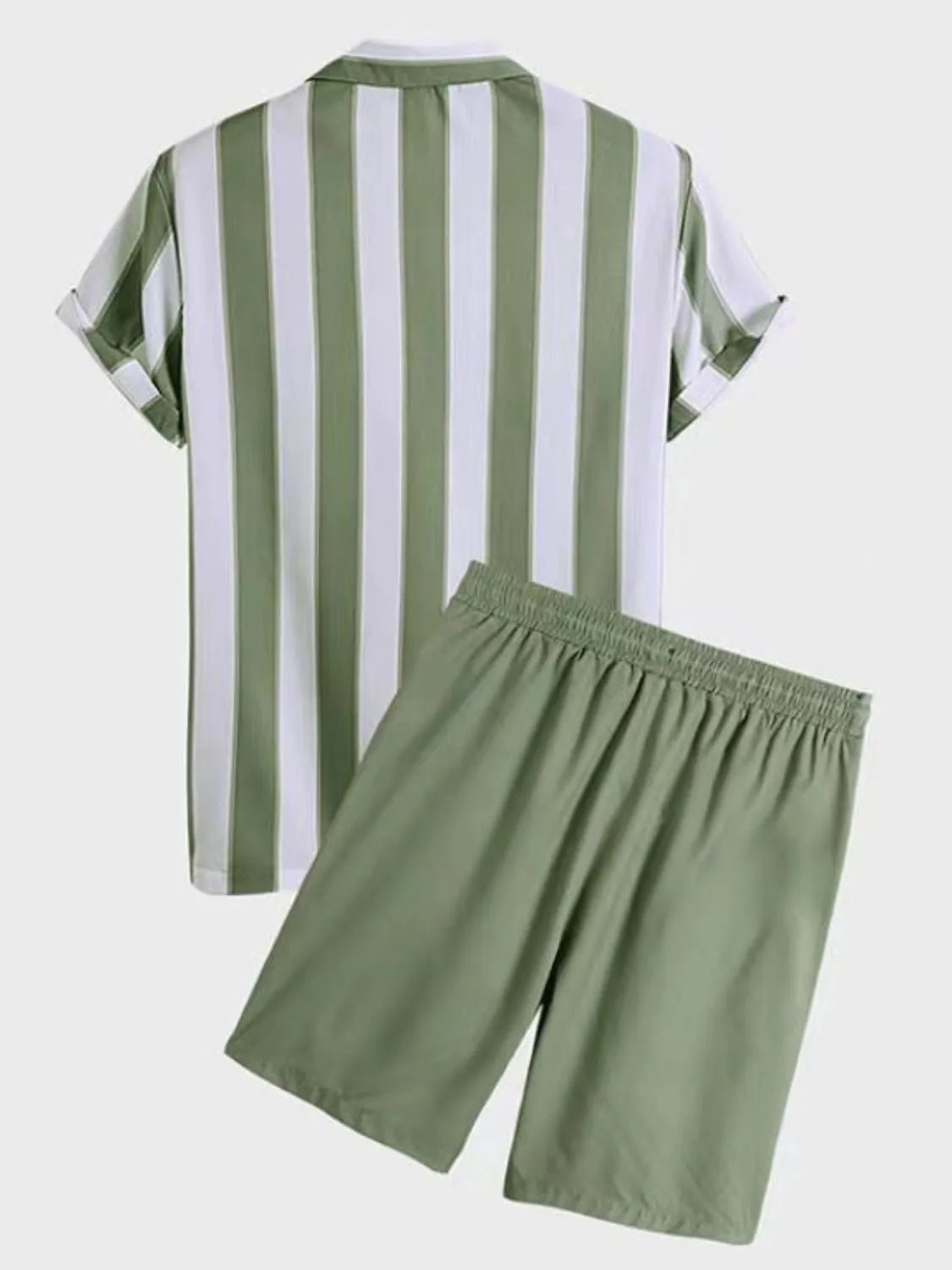 Men's Full Size Striped Casual Shirt and Shorts Set Plus Size - Luxé Lane