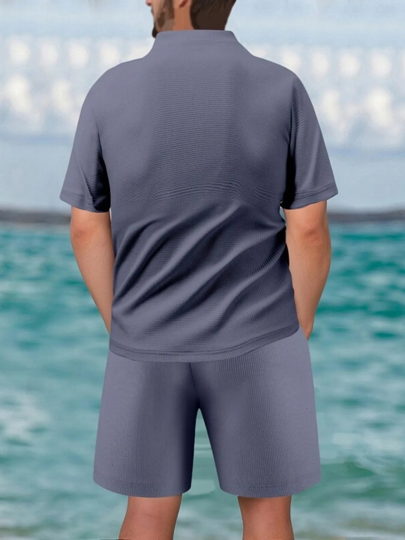 Men's Full Size Zip Front Short Sleeve Top and Shorts Set Plus Size - Luxé Lane