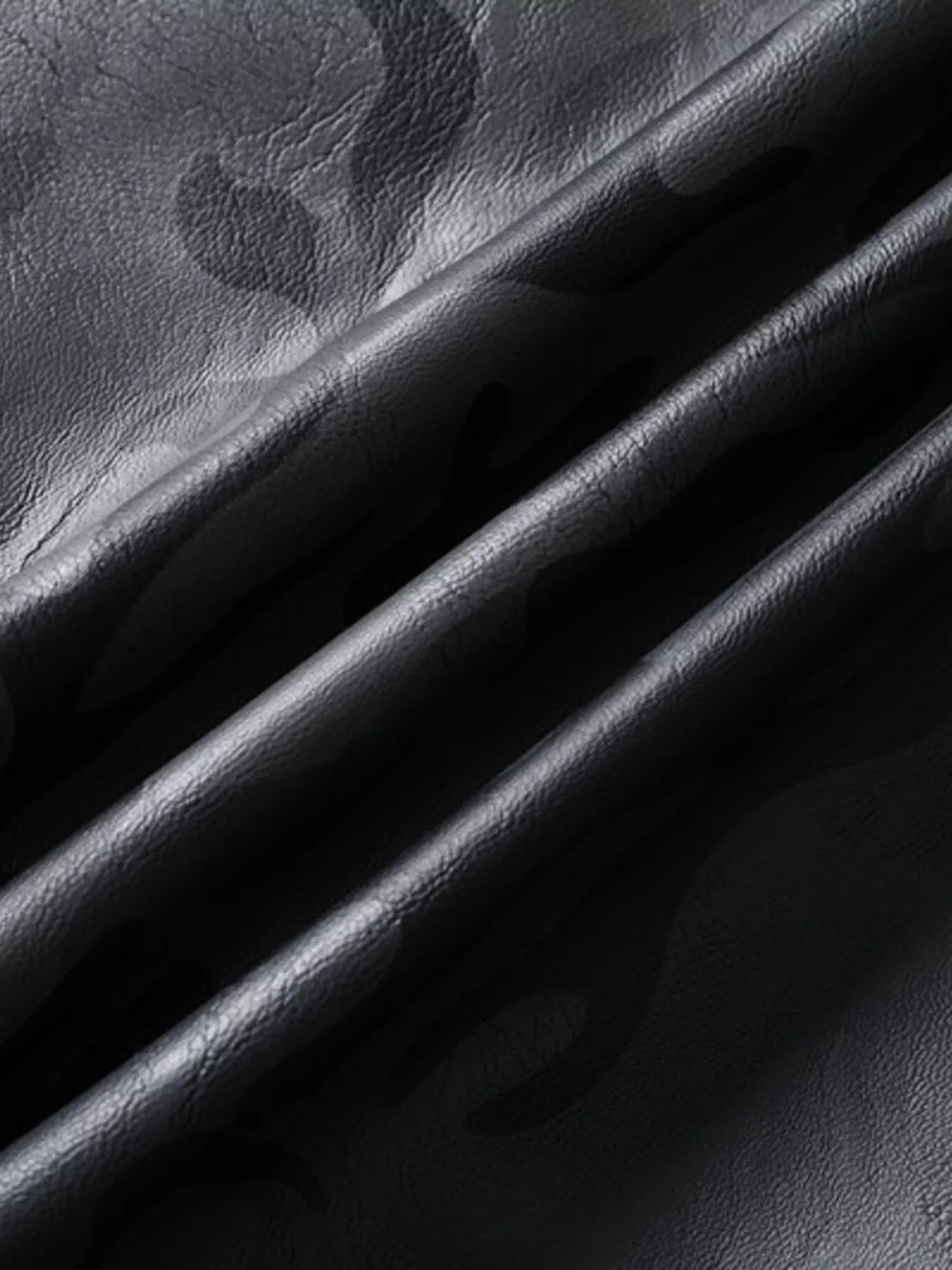 Men's Full Size Zip Up Camouflage Faux Leather Jacket Plus Size - Luxé Lane