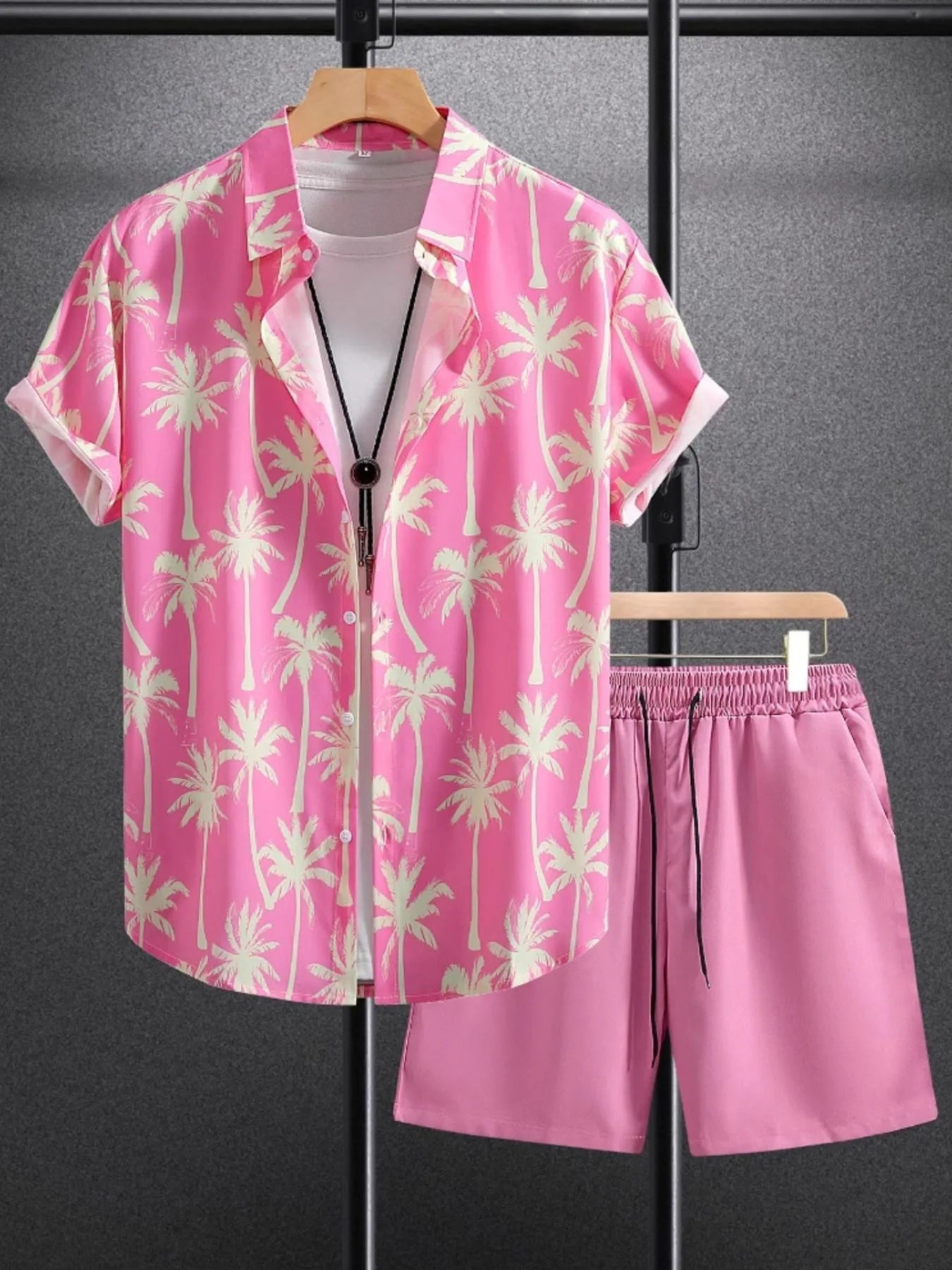 Men's Palm Tree Print Top and Shorts Summer Set - Luxé Lane