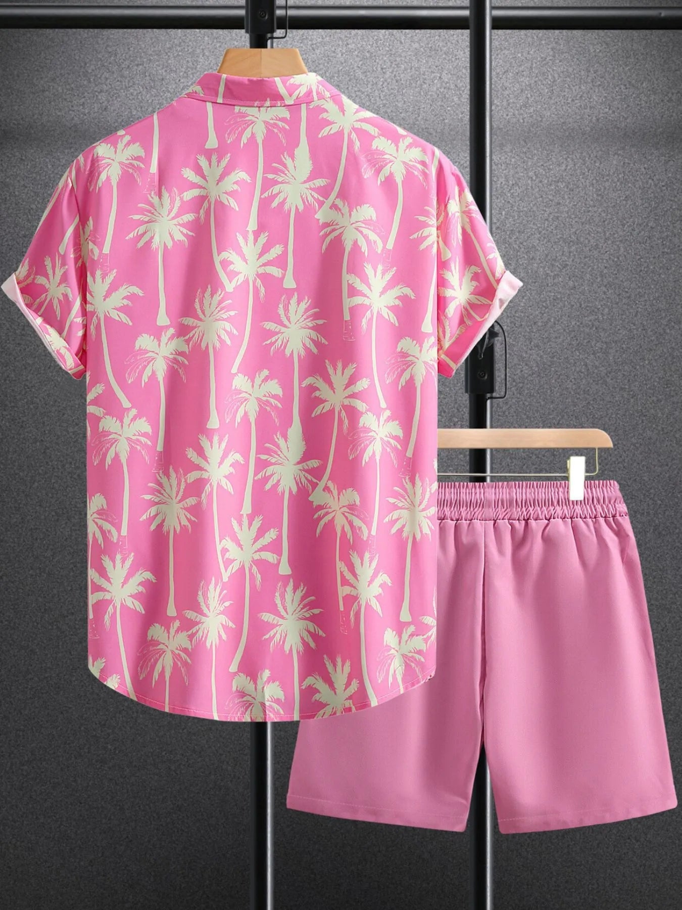Men's Palm Tree Print Top and Shorts Summer Set - Luxé Lane