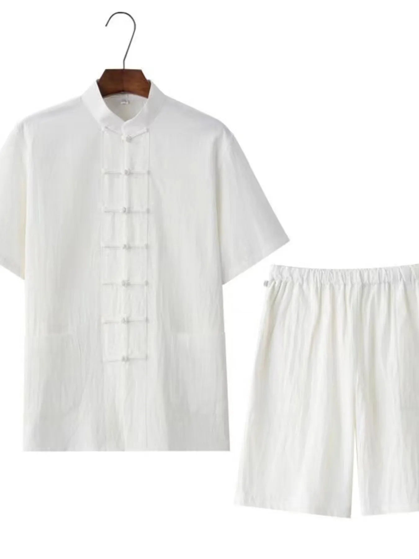 Men's Plus Size Chinese Style Top and Shorts Set - Luxé Lane