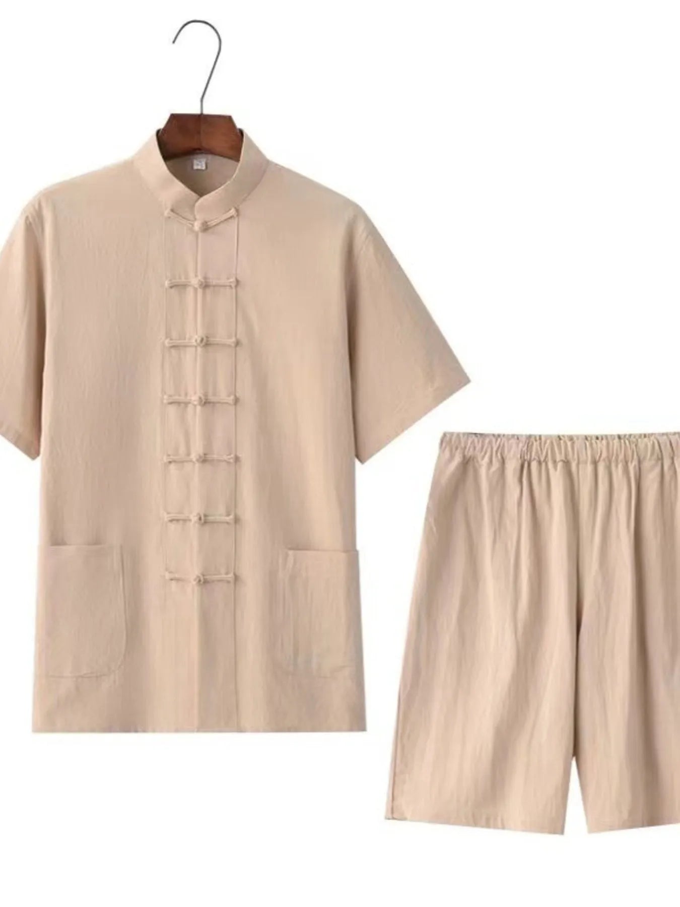 Men's Plus Size Chinese Style Top and Shorts Set - Luxé Lane