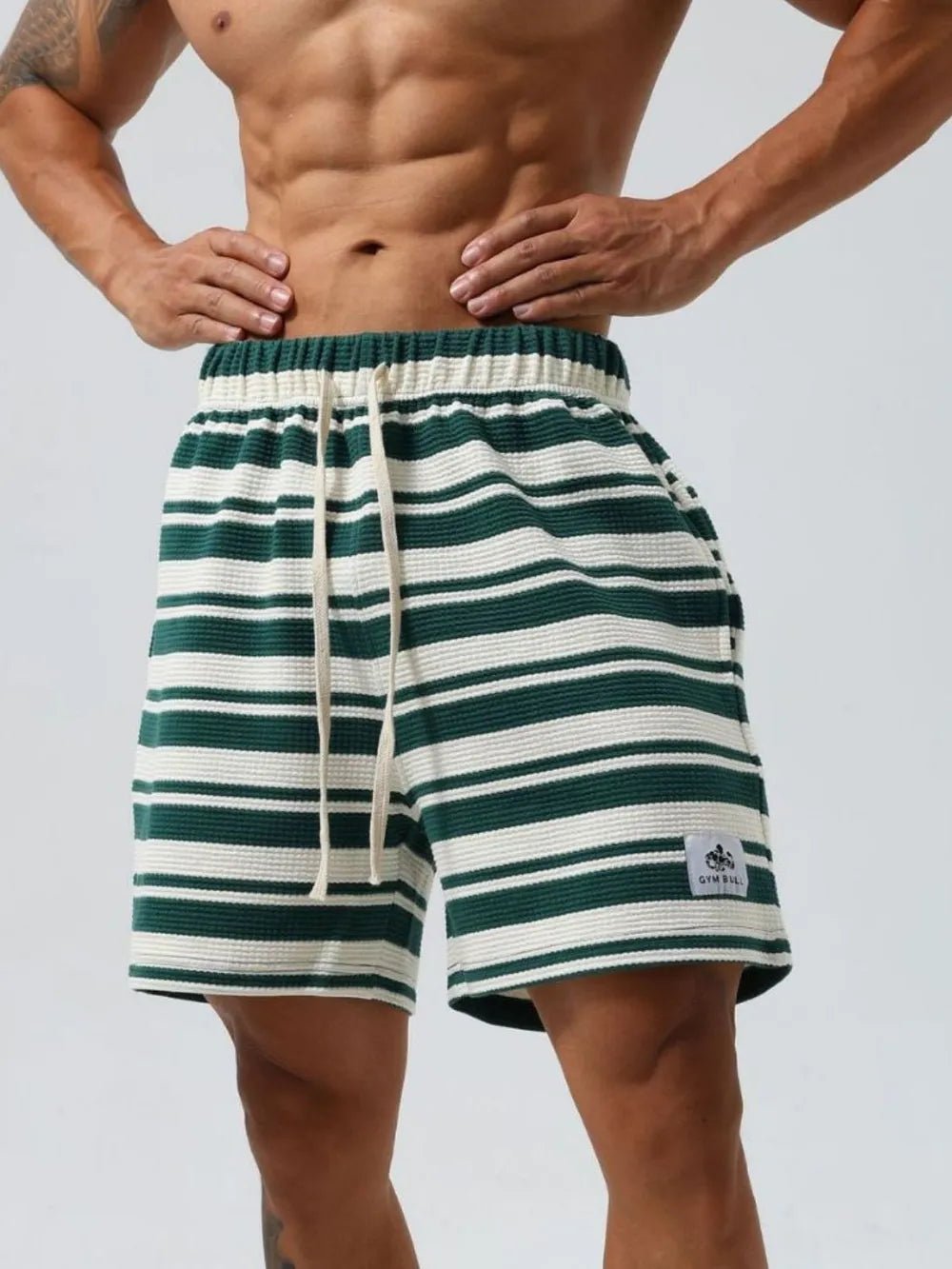 Men's Plus Size Drawstring Striped Shorts - Luxe Lane Apparel