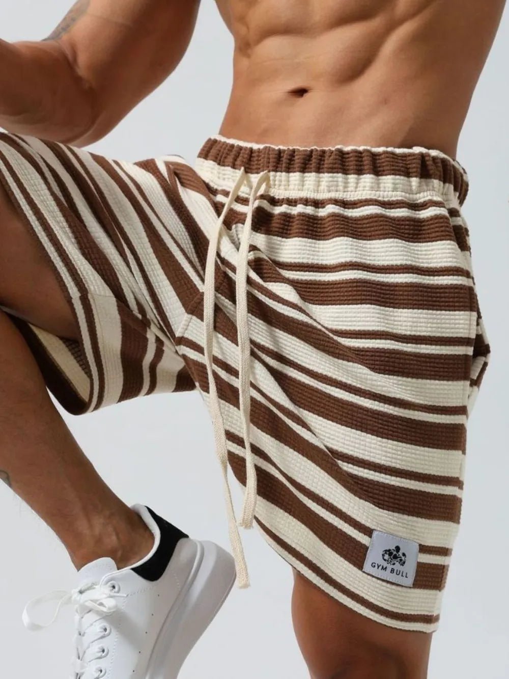 Men's Plus Size Drawstring Striped Shorts - Luxe Lane Apparel