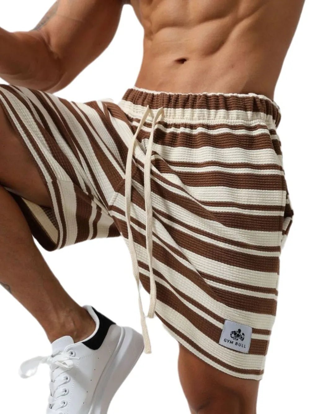 Men's Plus Size Drawstring Striped Shorts - Luxe Lane Apparel