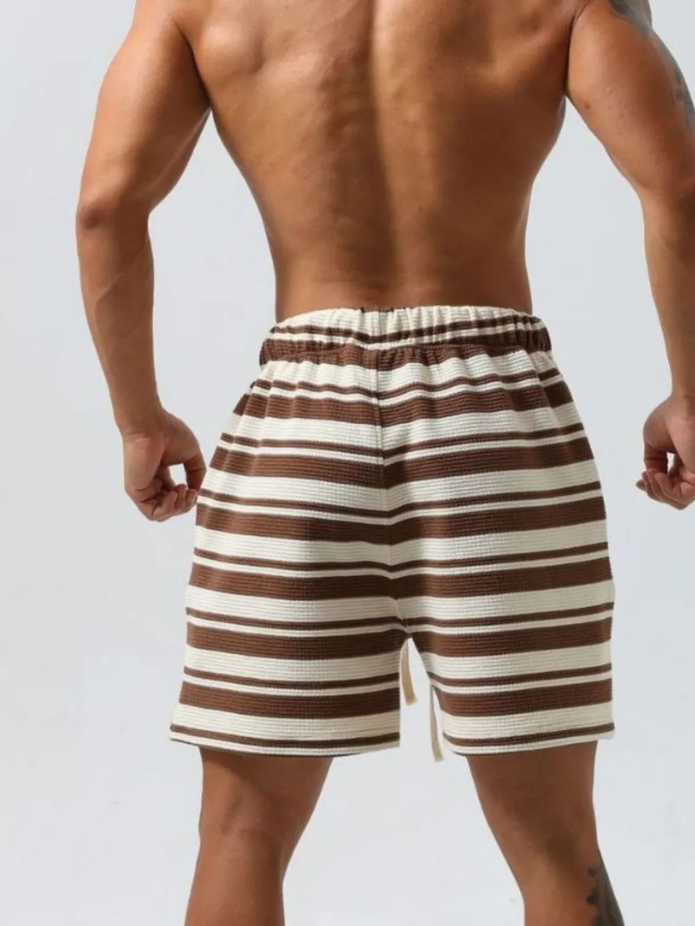 Men's Plus Size Drawstring Striped Shorts - Luxe Lane Apparel
