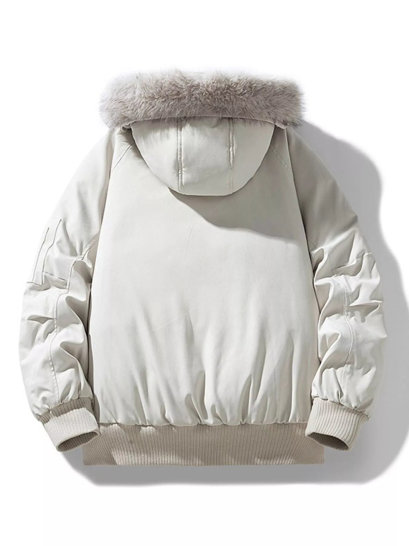 Men's Plus Size Faux Fur Hooded Padded Bomber Jacket - Luxé Lane