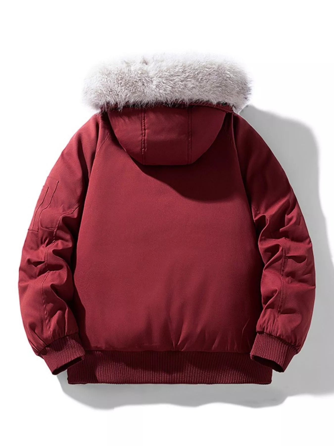 Men's Plus Size Faux Fur Hooded Padded Bomber Jacket - Luxé Lane