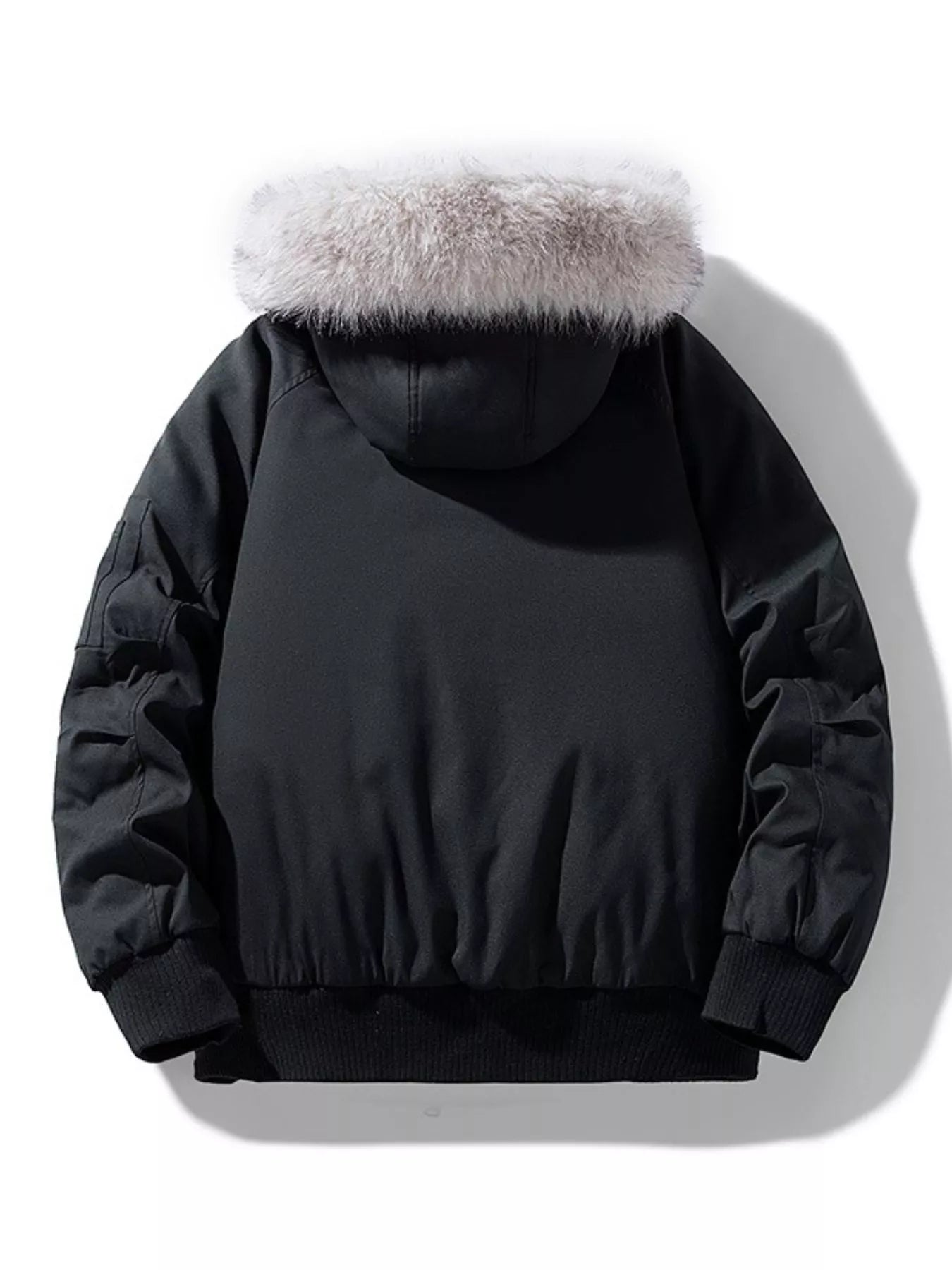 Men's Plus Size Faux Fur Hooded Padded Bomber Jacket - Luxé Lane