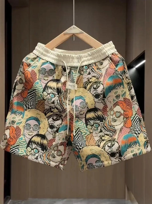 Men's Plus Size Printed Wide Leg Shorts - Luxe Lane Apparel