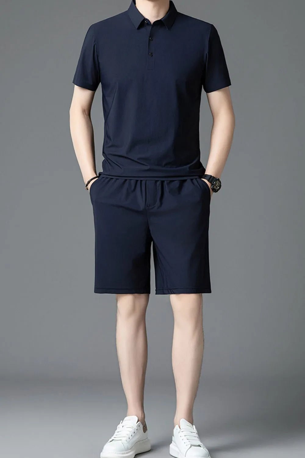 Men's Plus Size Short Sleeve Polo and Shorts Set - Luxé Lane