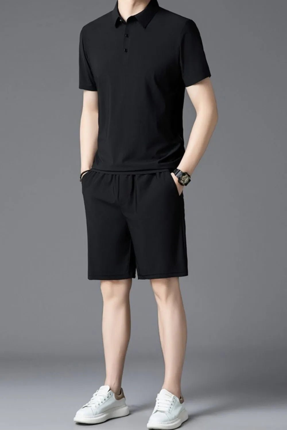 Men's Plus Size Short Sleeve Polo and Shorts Set - Luxé Lane