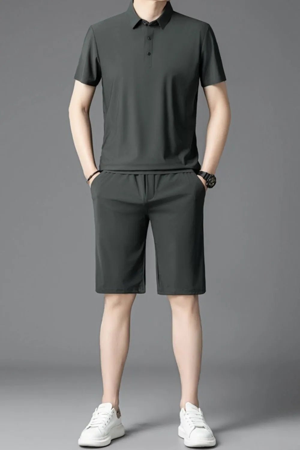 Men's Plus Size Short Sleeve Polo and Shorts Set - Luxé Lane
