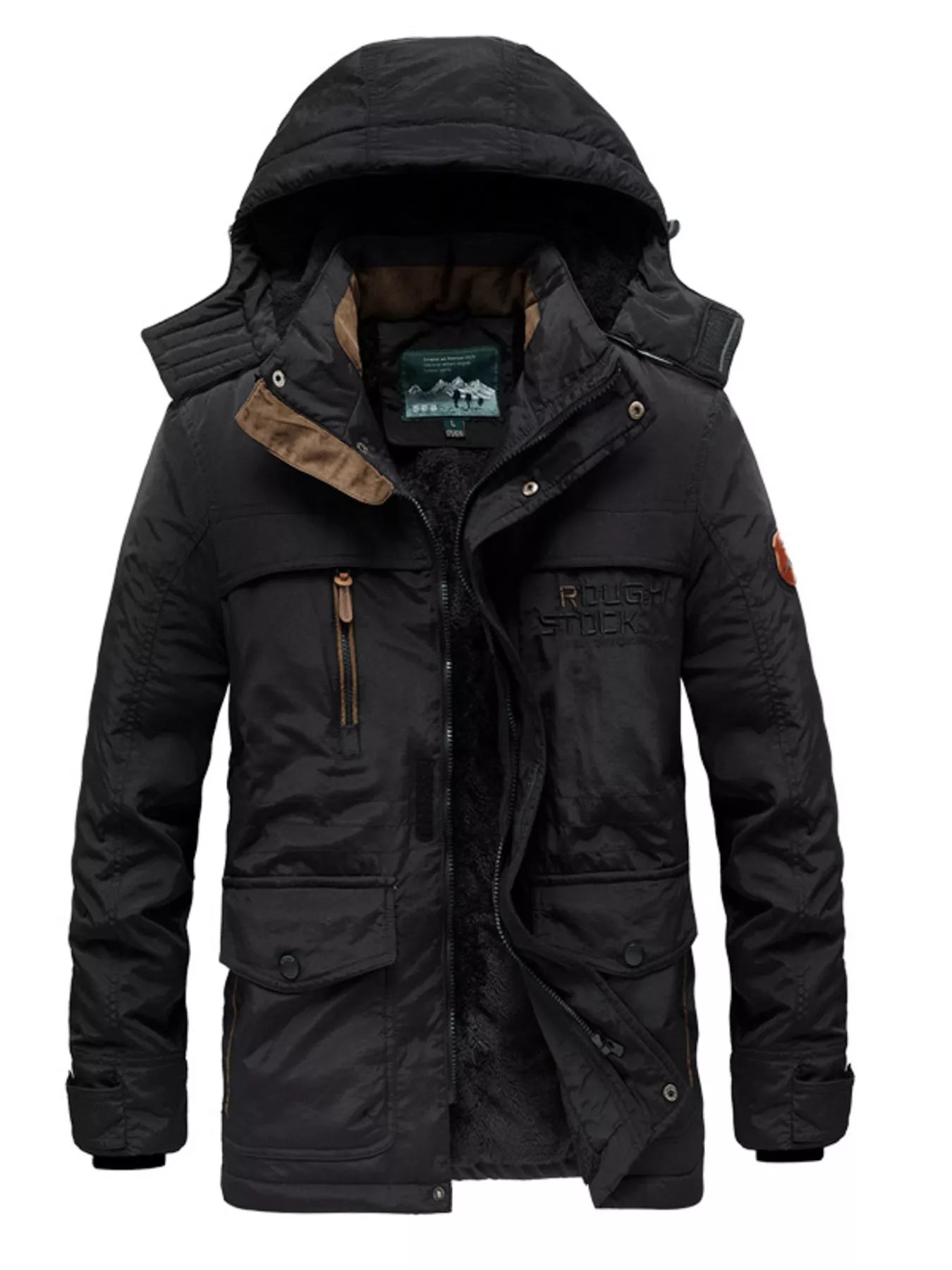 Men's Plus Size Zip Up Hooded Parka Coat - Luxé Lane