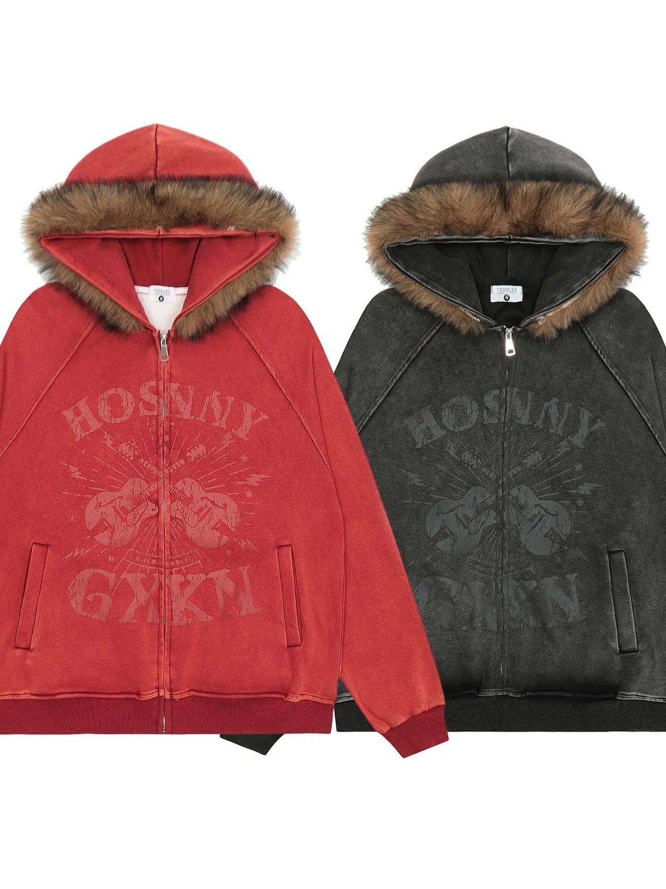 Men's Zip - Up Hoodie with Faux Fur Trim - Luxé Lane