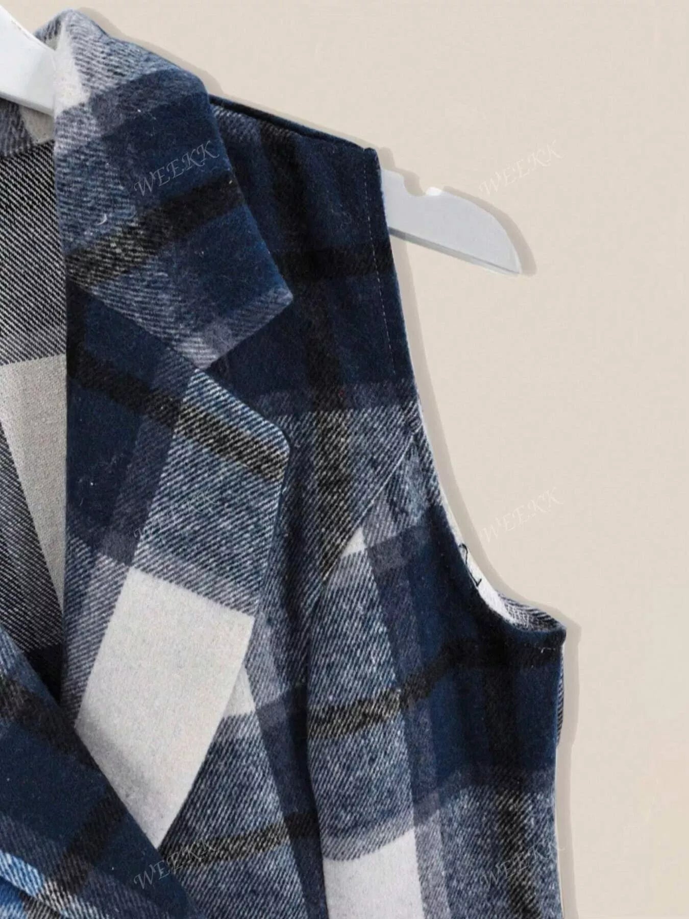 Plaid Double - Breasted Sleeveless Blazer Dress - Luxé Lane