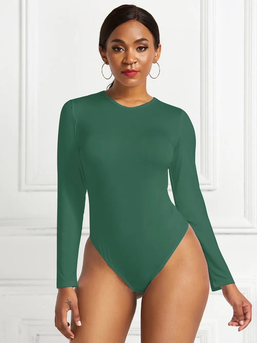 Round Neck Long Sleeve Bodysuit - Luxe Lane Apparel