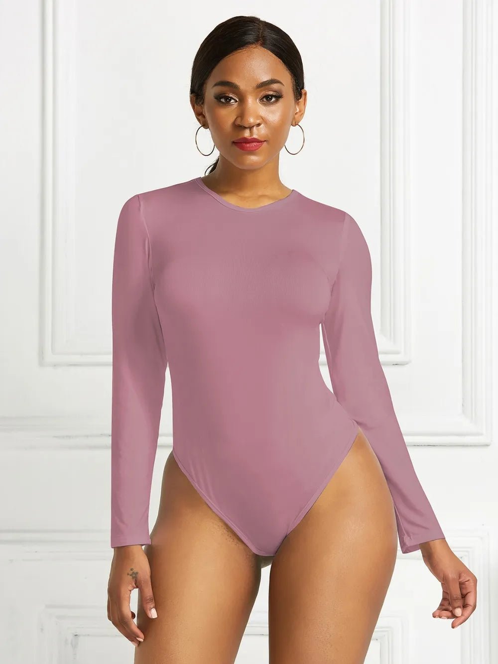 Round Neck Long Sleeve Bodysuit - Luxe Lane Apparel