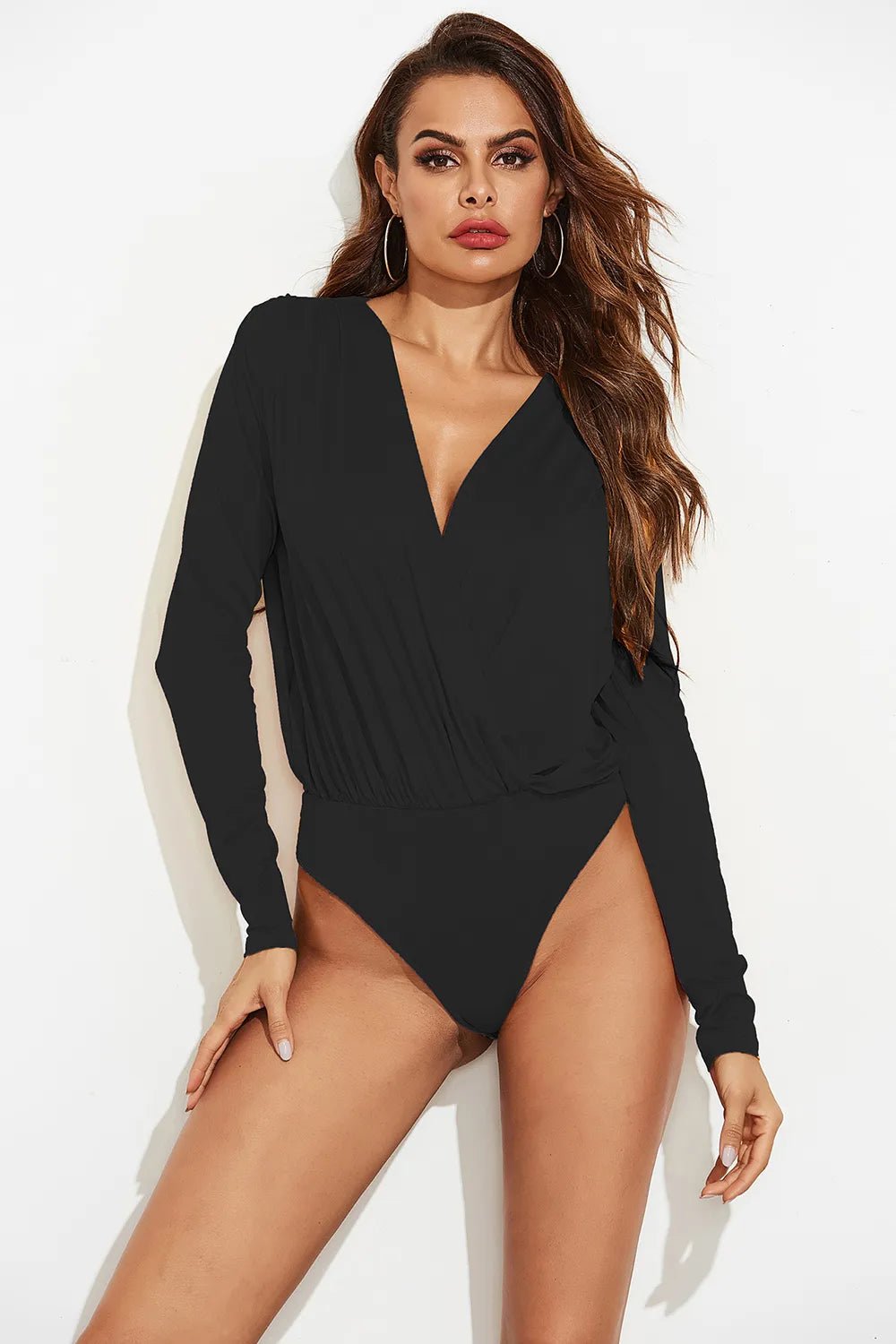 Surplice Long Sleeve Bodysuit - Luxe Lane Apparel