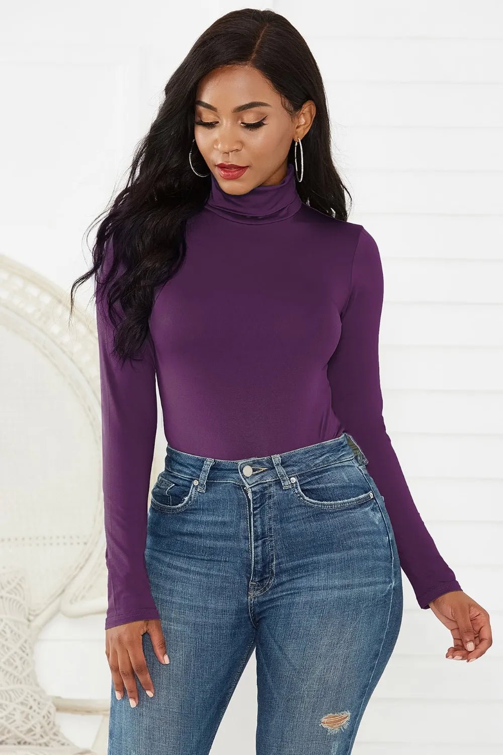Turtleneck Long Sleeve Bodysuit - Luxe Lane Apparel
