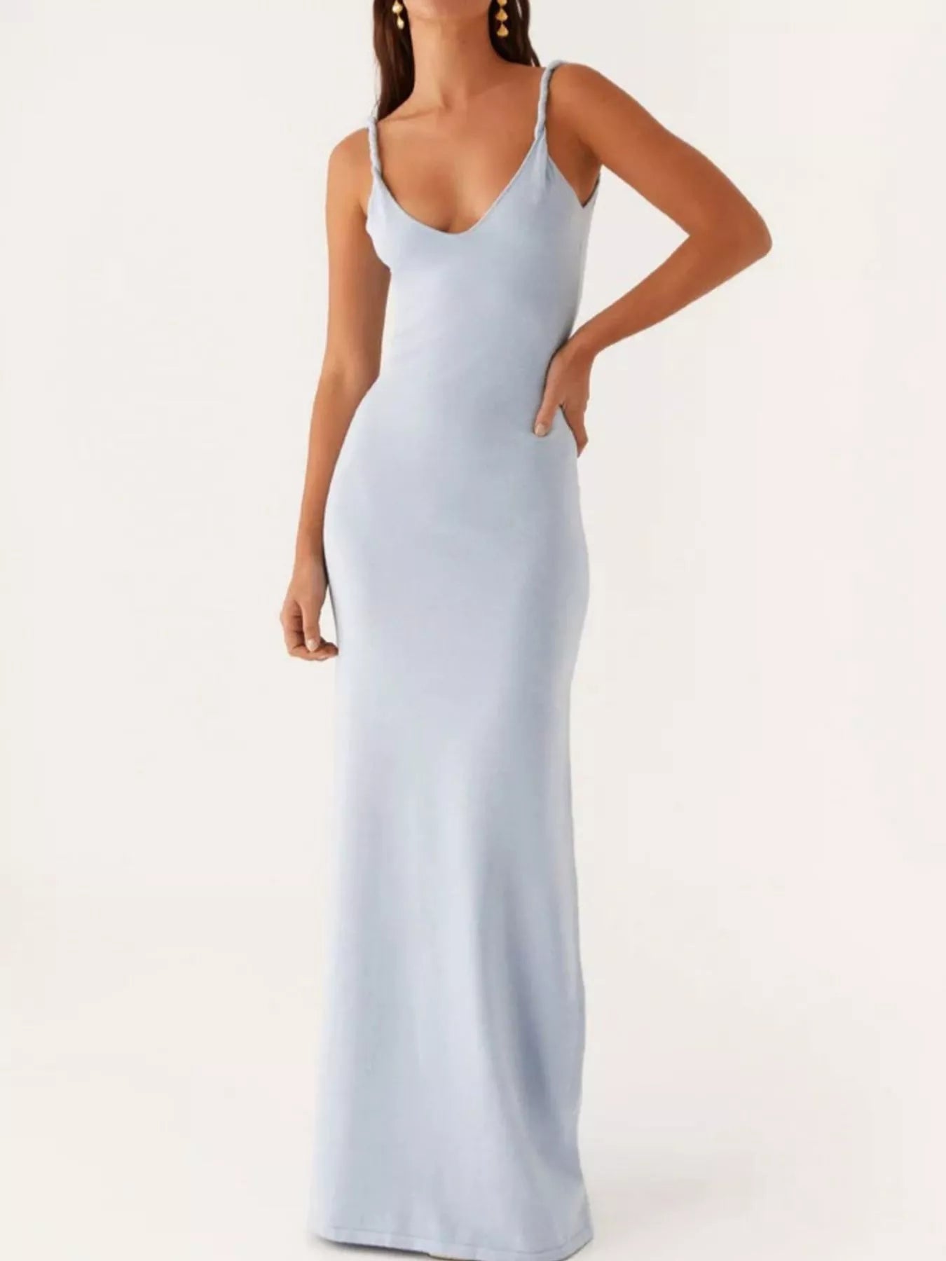 V - Neck Bodycon Maxi Dress - Luxé Lane