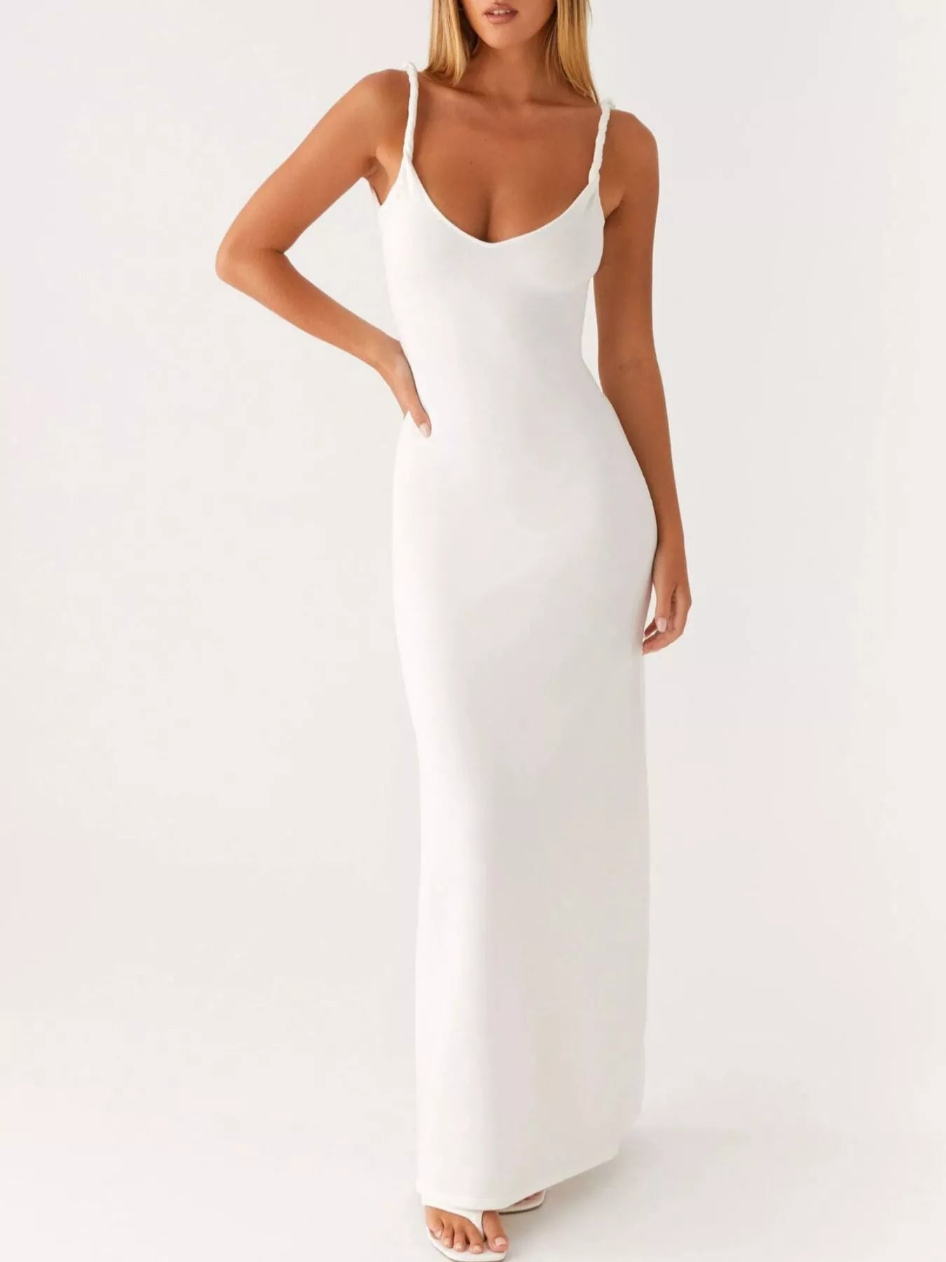 V - Neck Bodycon Maxi Dress - Luxé Lane