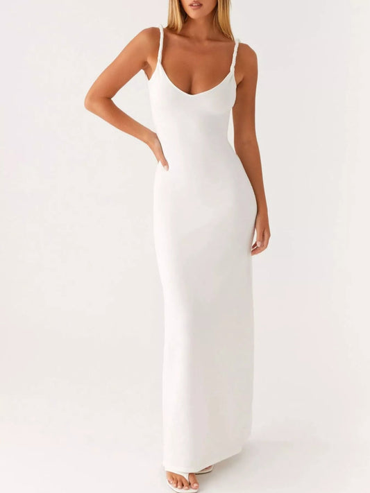 V - Neck Bodycon Maxi Dress - Luxé Lane